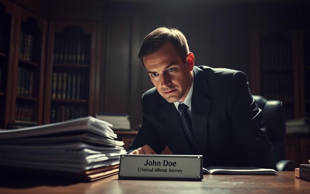 A Dimly Lit, Wood-Paneled Law Office. On The Desk, A Stack Of Files And A Nameplate That Reads &Quot;John Doe, Criminal Defense Attorney.&Quot; In The Foreground, The Attorney Leans Forward, Brow Furrowed In Concentration, Surrounded By A Halo Of Subtle Backlighting That Casts Shadows Across His Face, Conveying A Sense Of Intensity And Focus. In The Background, Shelves Of Law Books Line The Walls, Creating A Sense Of Authority And Expertise. The Scene Is Imbued With A Somber, Contemplative Mood, Reflecting The Gravity Of The Legal Strategies Being Considered. A Dimly Lit, Wood-Paneled Law Office. On The Desk, A Stack Of Files And A Nameplate That Reads &Quot;John Doe, Criminal Defense Attorney.&Quot; In The Foreground, The Attorney Leans Forward, Brow Furrowed In Concentration, Surrounded By A Halo Of Subtle Backlighting That Casts Shadows Across His Face, Conveying A Sense Of Intensity And Focus. In The Background, Shelves Of Law Books Line The Walls, Creating A Sense Of Authority And Expertise. The Scene Is Imbued With A Somber, Contemplative Mood, Reflecting The Gravity Of The Legal Strategies Being Considered.